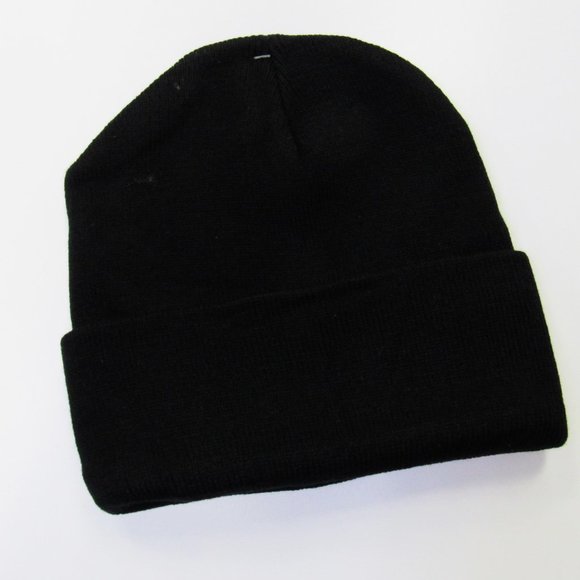 Unisex Black Knit Winter Fold Over Beanie Ski Hat Italy Italian Flag - Picture 2 of 2